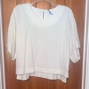 DKNY White Dolman Sleeve Blouse Relaxed Boxy Style